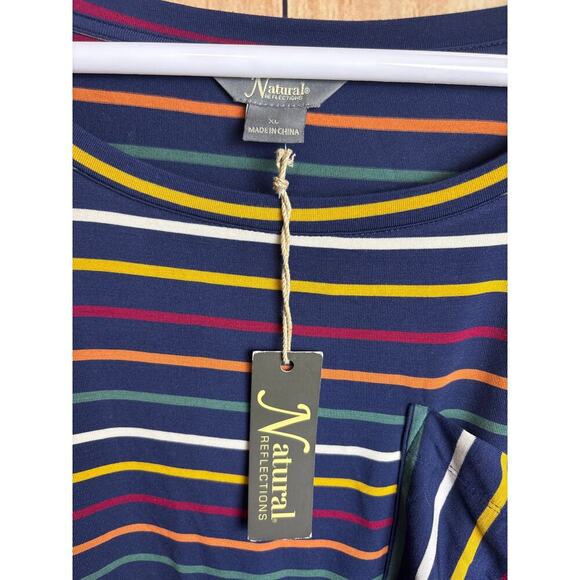 Natural Reflections Stretchy Striped Tshirt Top Women's Size XL New - Picture 3 of 5